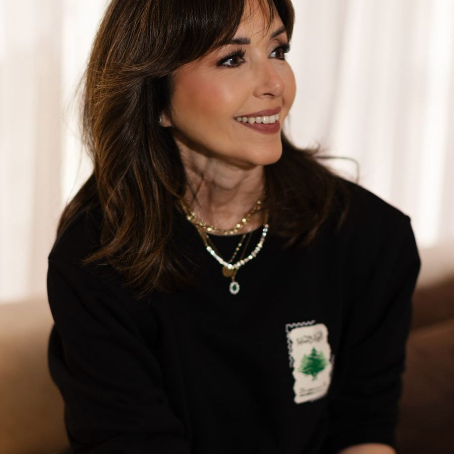 Black Pants & Cedar Stamp Sweater